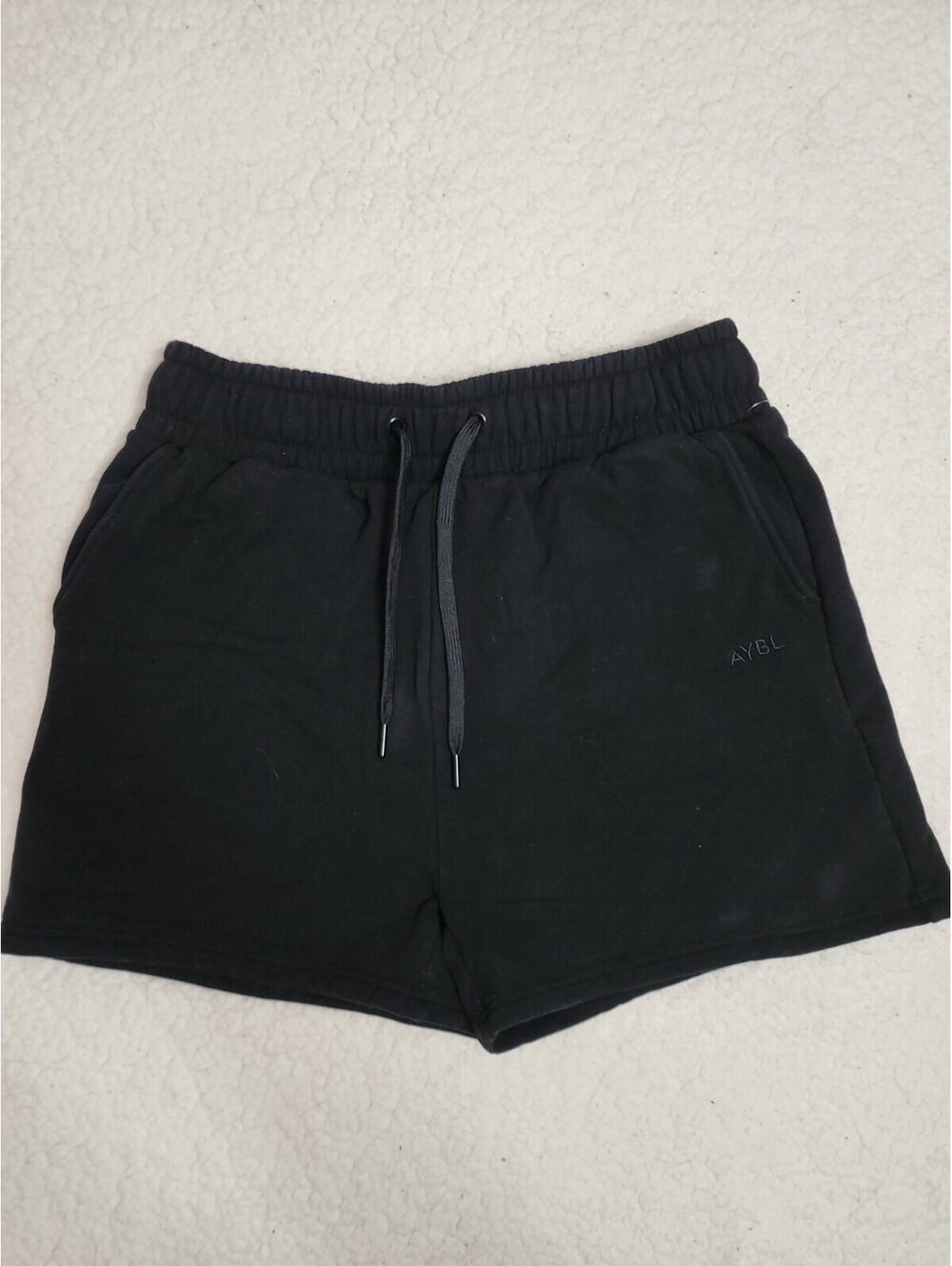AYBL Women's Solid Black Elastic Waist Sweat Athletic Shorts Size Large